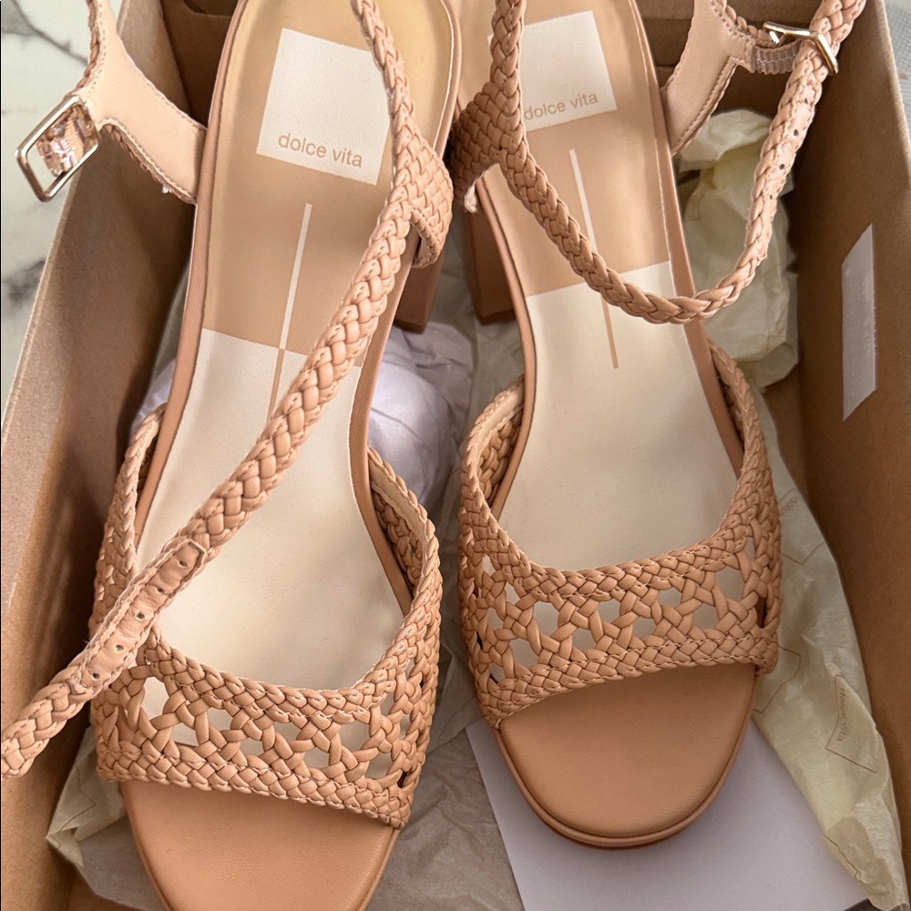 Dolce Vita Nude Braided Block Heel Sandals